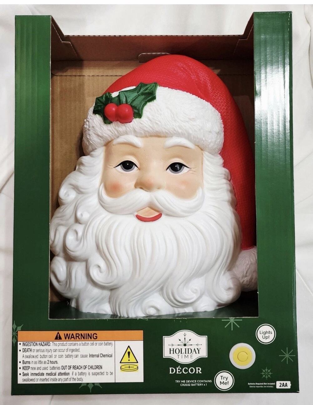 Holiday Time Lighted LED Blow Mold Santa Claus Head Wall Decor Viral Walmart
